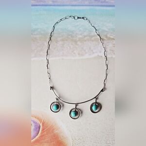 #131 Turquoise and Silver Pendant Necklace